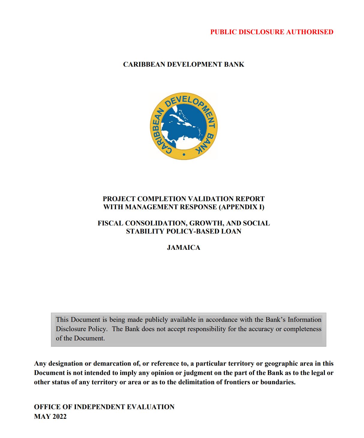 Jamaica Fiscal Consolidation, Growth and Social Stability Policybased
